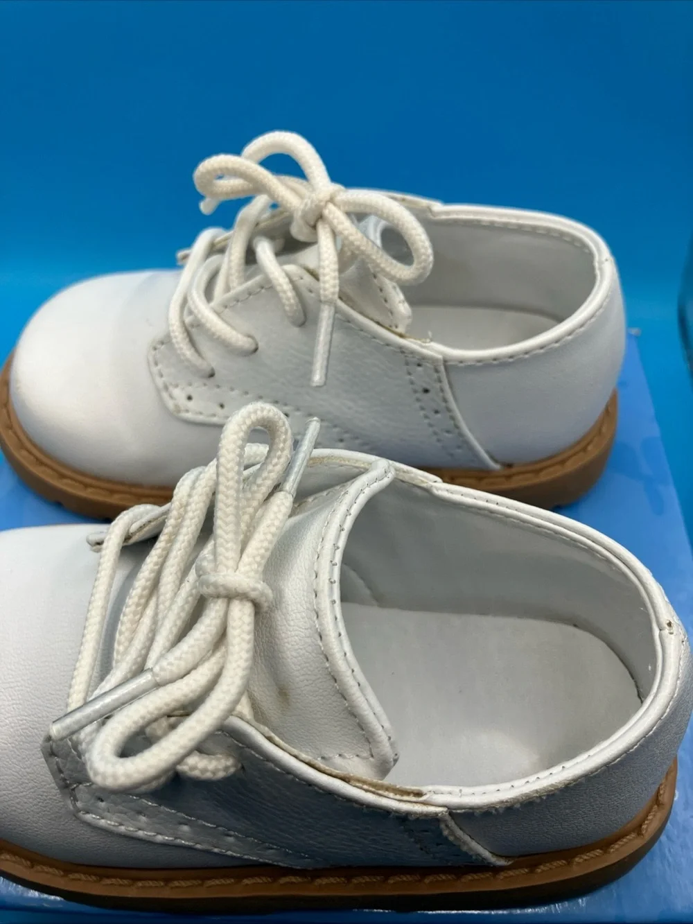 Kids White Lace-Up Casual Shoes with Tan Sole